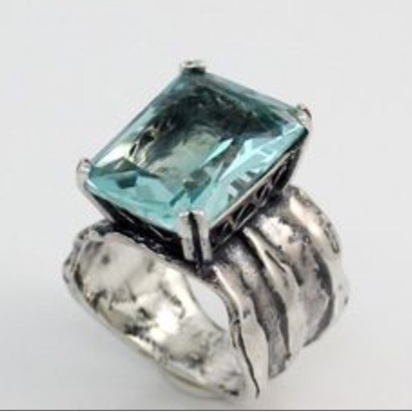 Silpada Jewelry - Silpada Ring Aqua and Sterling Silver wide band. Size 6 3/4 - 7